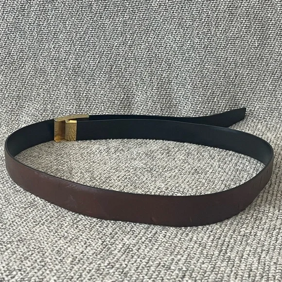 Yves Saint Laurent Black and Gold Leather Belt - Picture 7 of 16